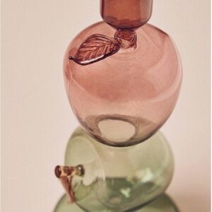 Anthropologie Harvest Fruit Icon Tinted Glass Candle Holders